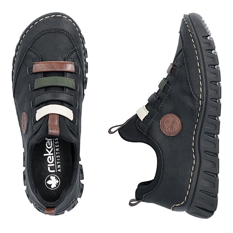 Rieker 57550-00 comfortable slip-on women's shoes in black