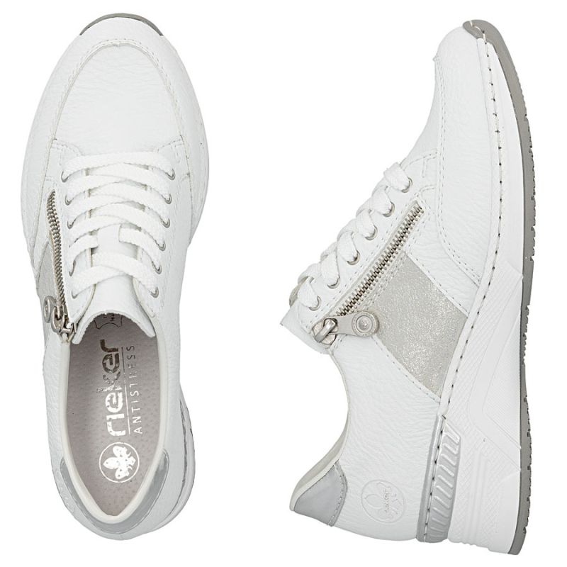 Women's sneakers with zipper, white, Rieker N4322-80 To be categorized Your Sports Performance