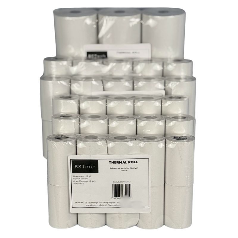 BSTech Thermal Paper Roll for Cash Registers 57x15m 10 pcs. Artykuły papiernicze/Rolki kasowe Your Sports Performance