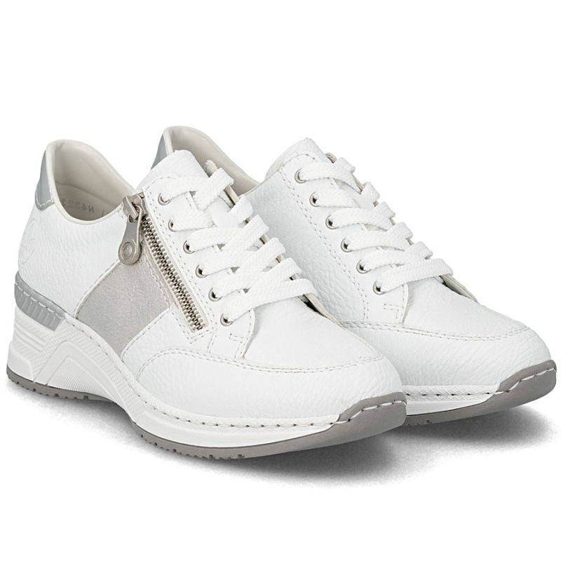 Women's sneakers with zipper, white, Rieker N4322-80 To be categorized Your Sports Performance
