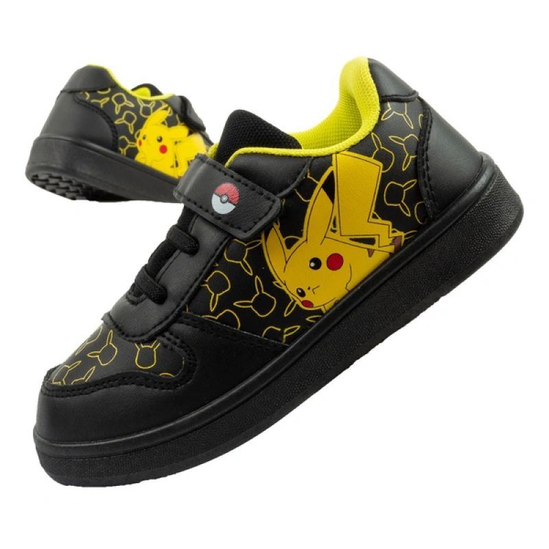Leomil children's sports shoes Pokemon sneakers lightweight with velcro black