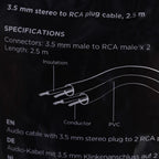 GEMBIRD CCA-458-2.5M cable (2x Cinch M - Mini Jack M; 2.5m; black) Kable i adaptery/Kable JACK i RCA(Cinch) Your Sports Performance