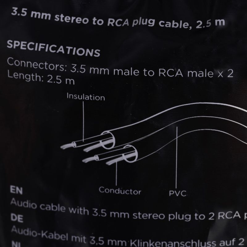 GEMBIRD CCA-458-2.5M cable (2x Cinch M - Mini Jack M; 2.5m; black) Kable i adaptery/Kable JACK i RCA(Cinch) Your Sports Performance
