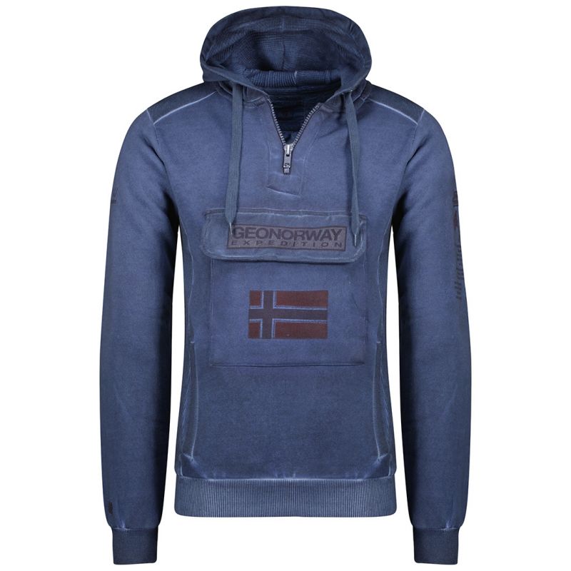 Geographical Norway Gymclass EO Tiedye Badge Sweatshirt M WU8270H-GNO-NAVY Clothing/Outdoor/Geographical Norway Your Sports Performance