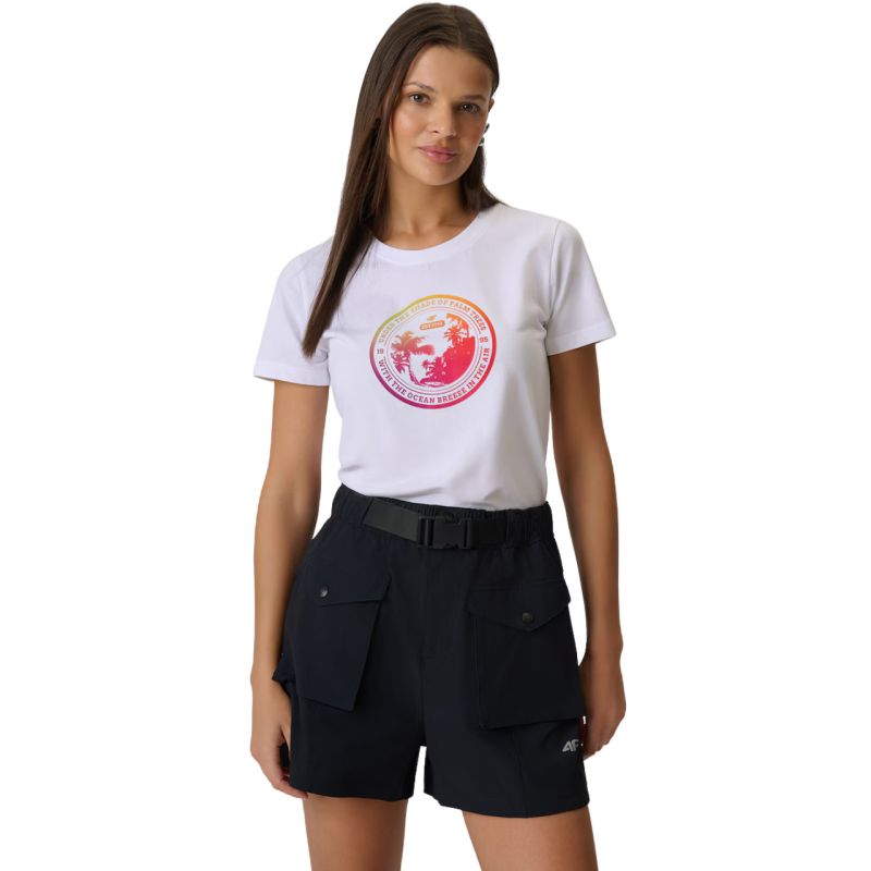 Women's T-shirt 4F F2718 white 4FWSS26TTSHF2718 10S
