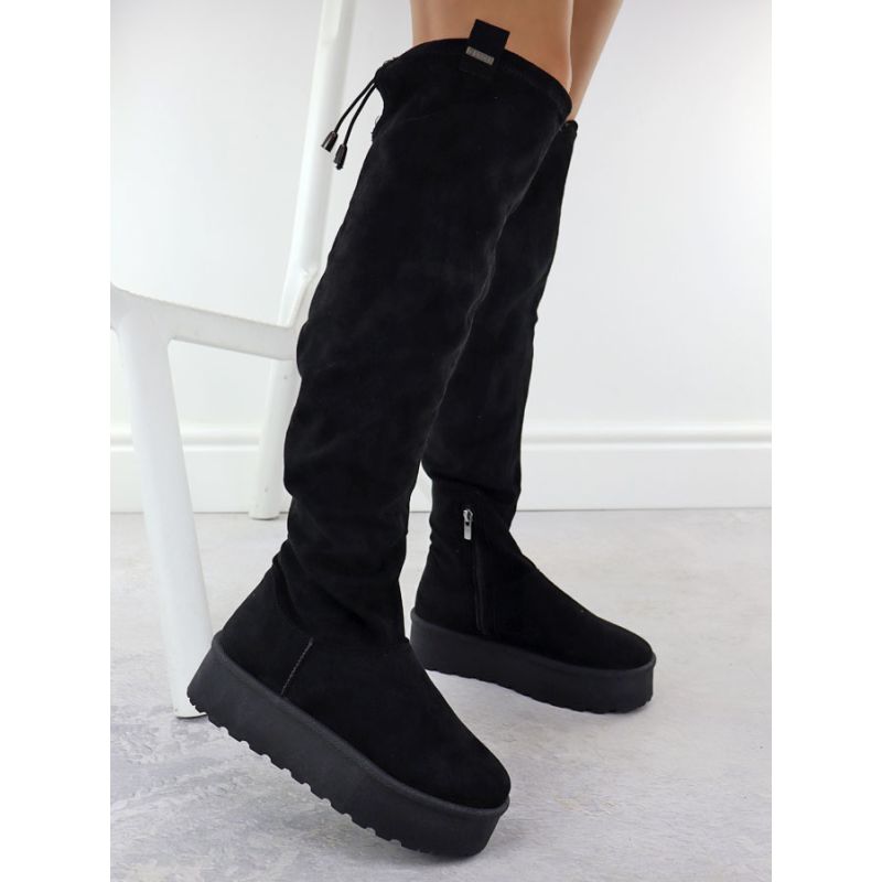 Women's Black Suede Platform Boots Big Star SS274264 Footwear Your Sports Performance