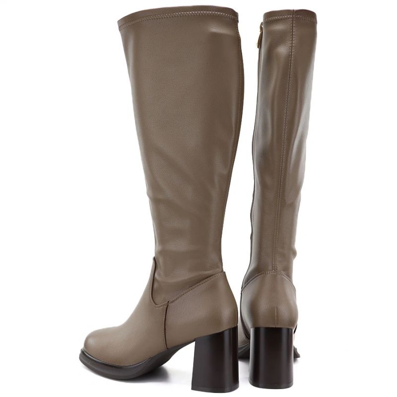Women’s Khaki Heeled Boots Potocki SZ12861