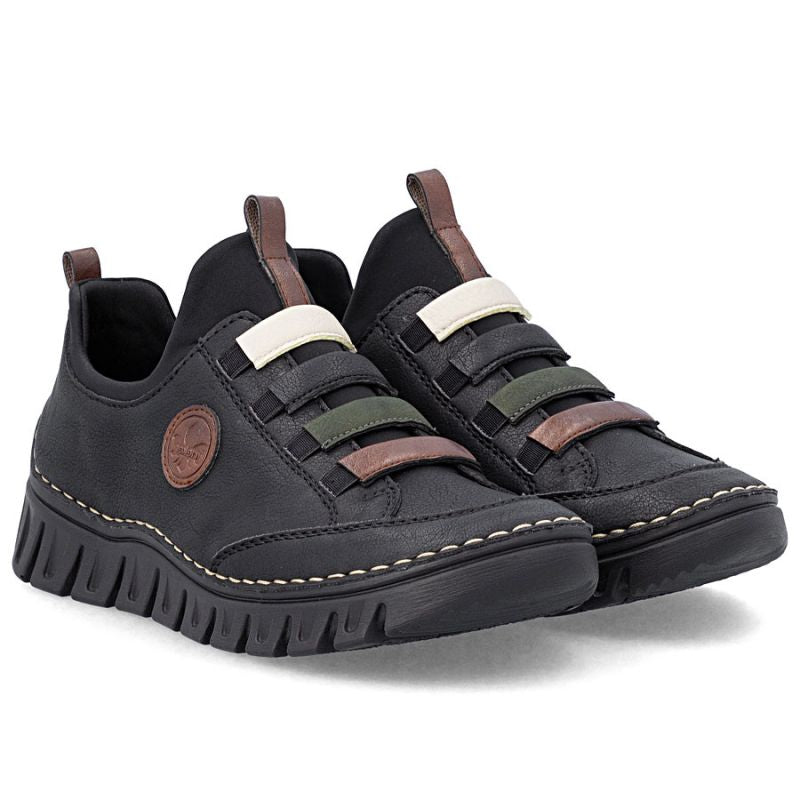 Rieker 57550-00 comfortable slip-on women's shoes in black