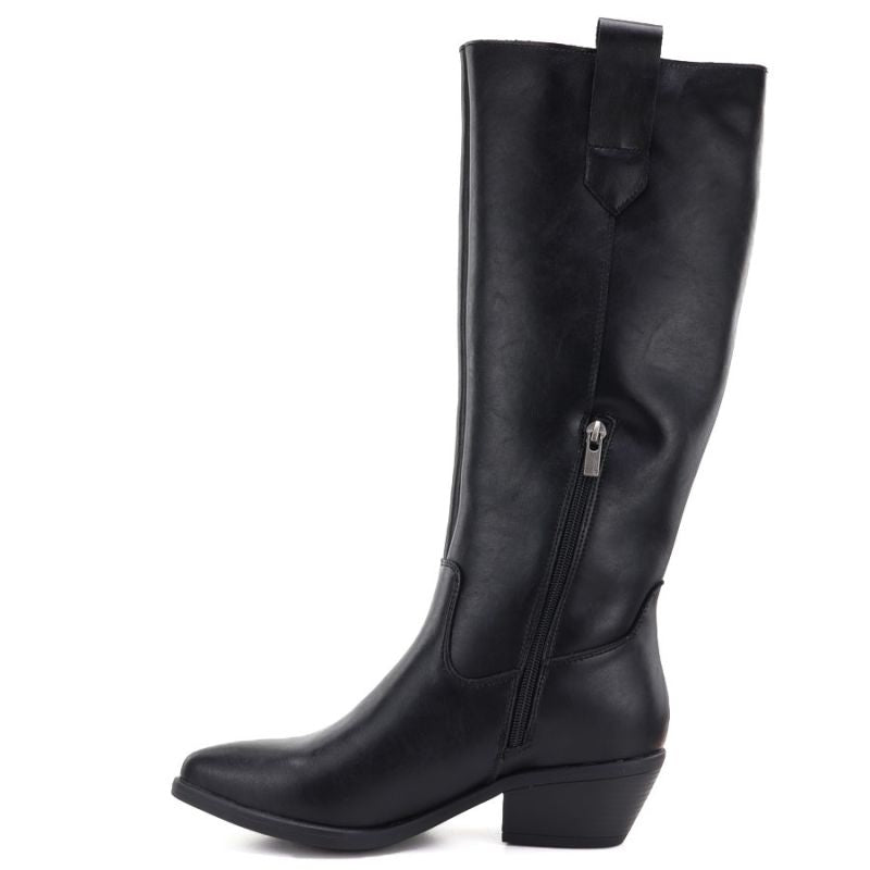 Women's leather cowboy boots black Big Star UU274521