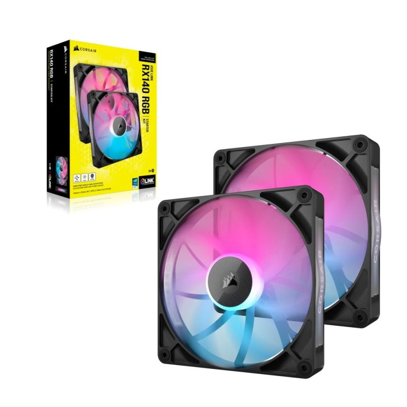 Corsair iCUE LINK RX140 RGB Computer Case Fan 14 cm Black 2 pcs. Chłodzenie/Chłodzenie - wentylatory Your Sports Performance
