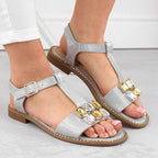 Comfortable sandals with zircons S.Barski W OLI261B, silver Footwear/Lifestyle/S.Barski Your Sports Performance
