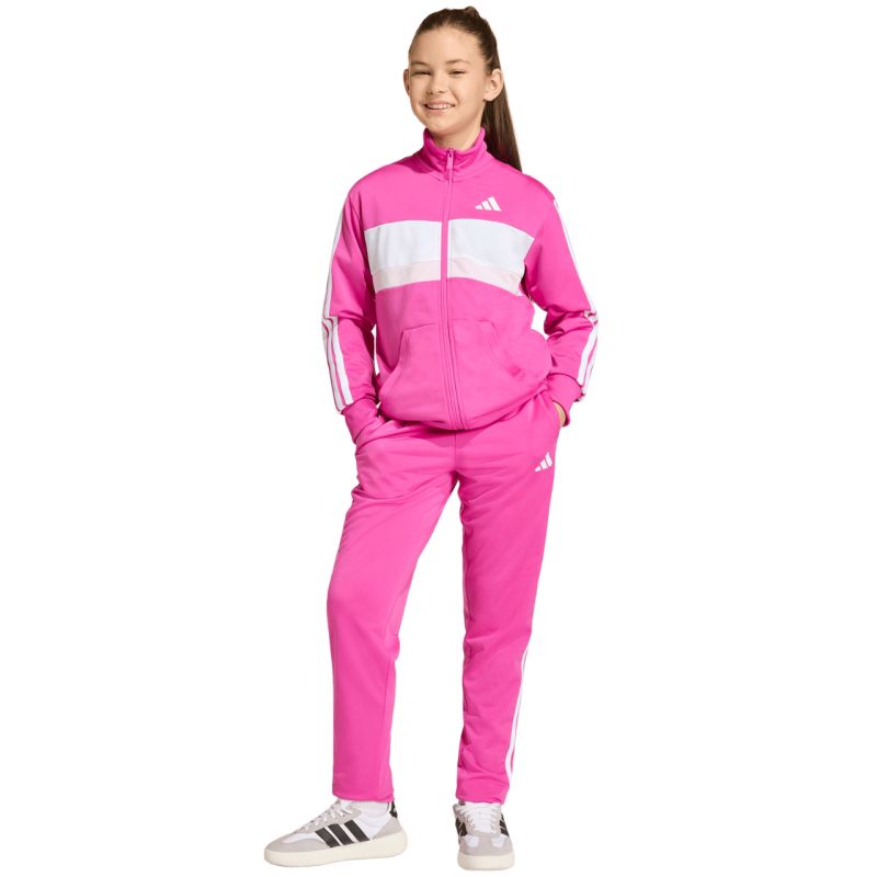 adidas Seasonal Essentials Tiberio 3-Stripes Tricot Kids’ Tracksuit Pink KS5519