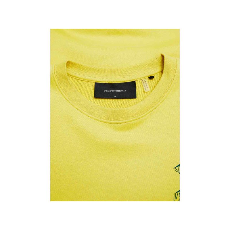 Men's PEAK PERFORMANCE M Terry Graphic Crew sweatshirt, yellow