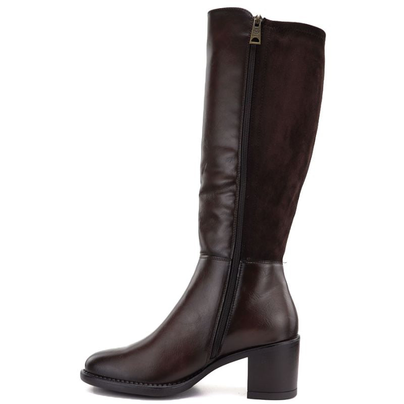 Women's high-heeled stretch boots, brown, Vinceza 58652