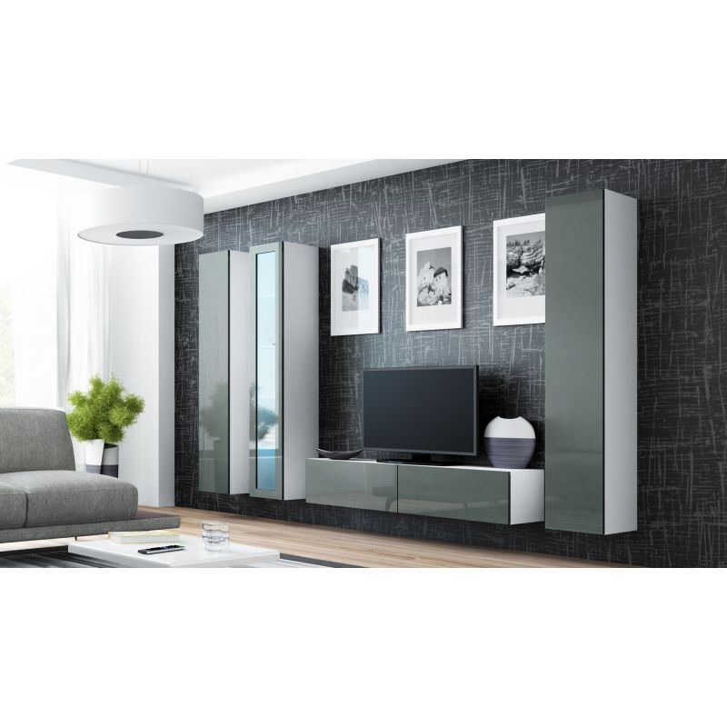 VIGO glass display cabinet '180' 180/40/30 white/grey Bufety i witryny/Bufety i witryny na drewnianej podstawie Your Sports Performance