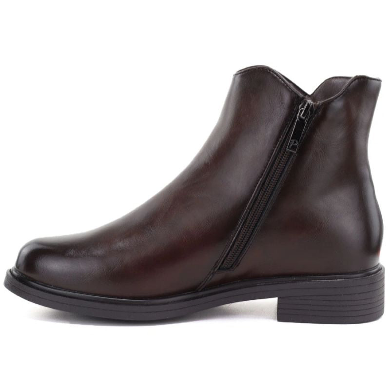 Chocolate Brown Lined Leather Ankle Boots for Women Potocki JE19485ac