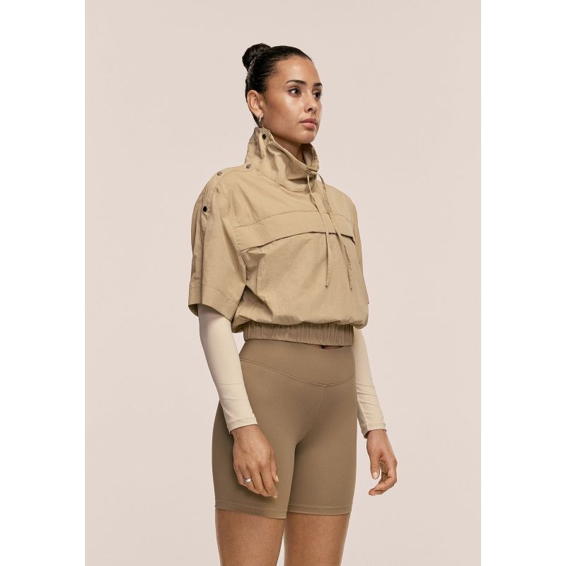CASALL Women's Active Short Sleeve Track Jacket, Sand Color