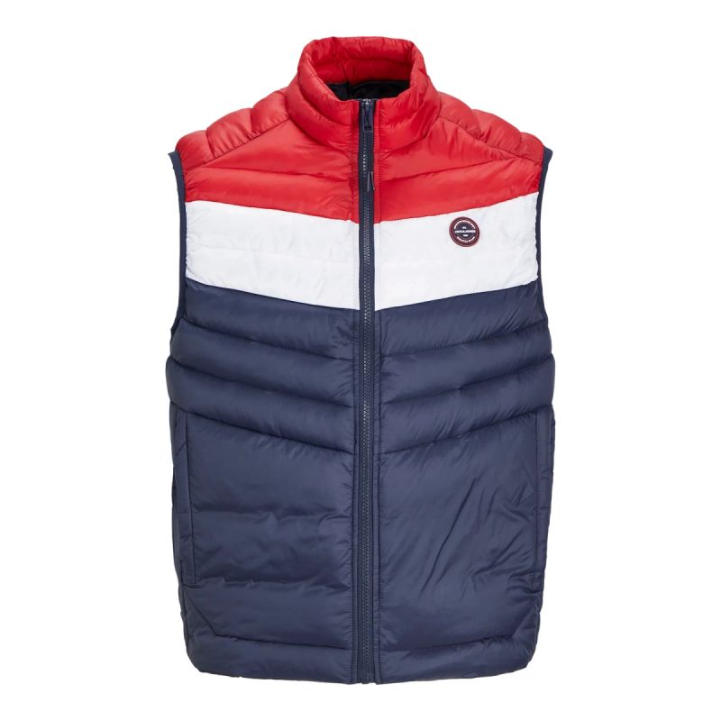 Jack&amp;Jones Jjespring Bodywarmer Collar Noos M 12258457NavyBlazerWHITE/TRUEREDBLOC Clothing/Outdoor/Jack & Jones Your Sports Performance