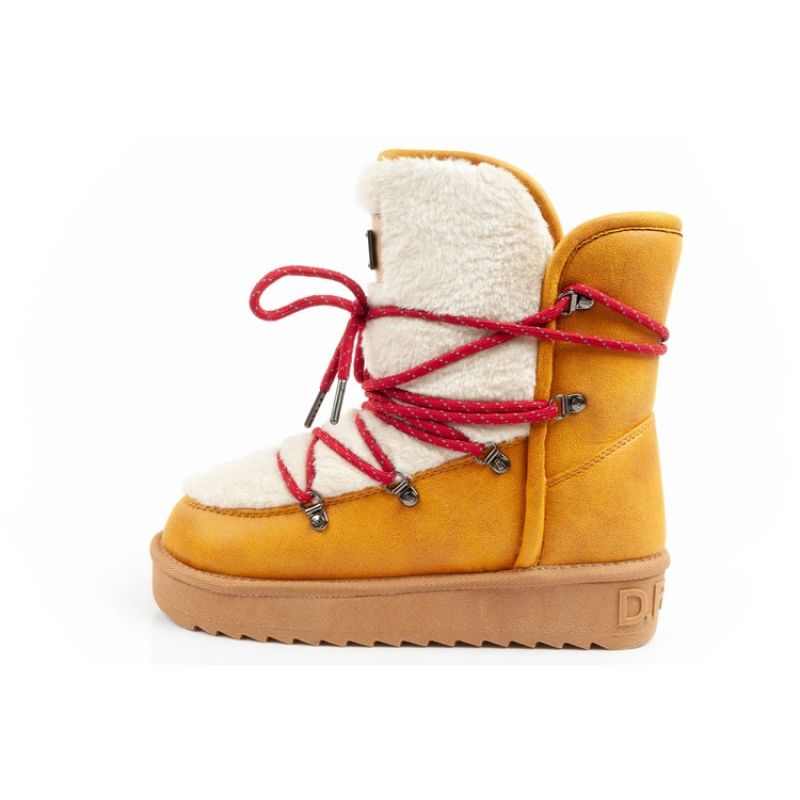 D.Franklin women's winter snow boots, fashionable fur lining, mustard color D.Franklin