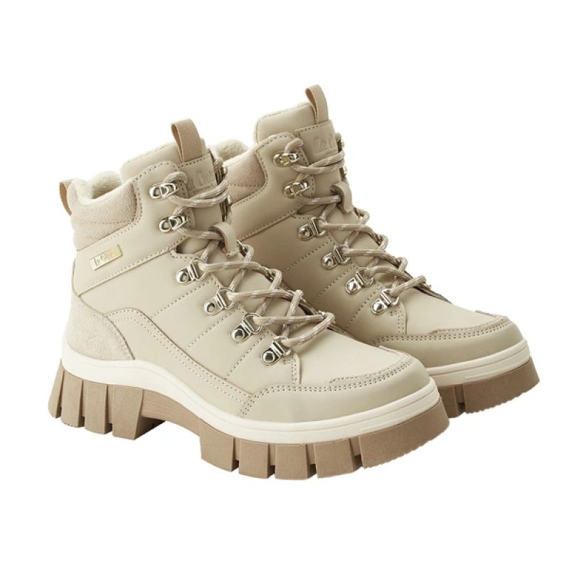 Lee Cooper women's winter boots beige insulated ankle boots