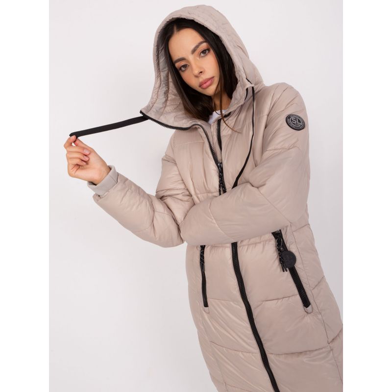 Women's beige quilted winter jacket SUBLEVEL knee-length (D50048X44518B3) In preparation Your Sports Performance