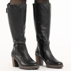 Black women's leather heeled boots Rieker Y2581-00