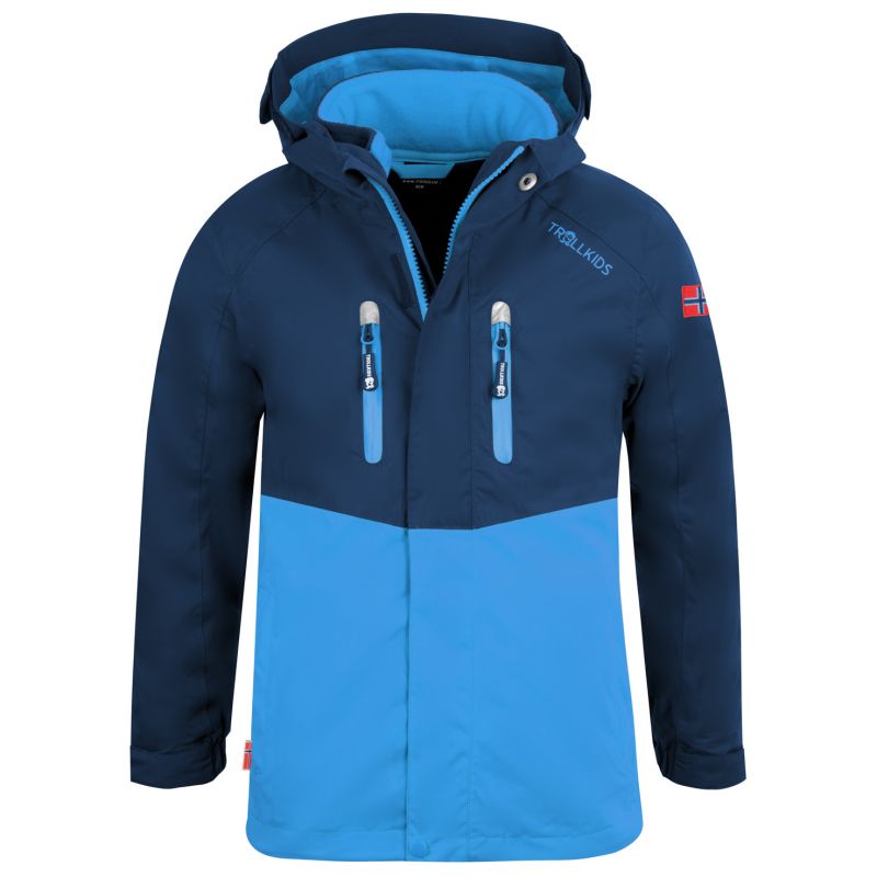 TrollKids Kids Bryggen 3in1 Jacket Raincoat with Hood Blue (418-110) In preparation Your Sports Performance