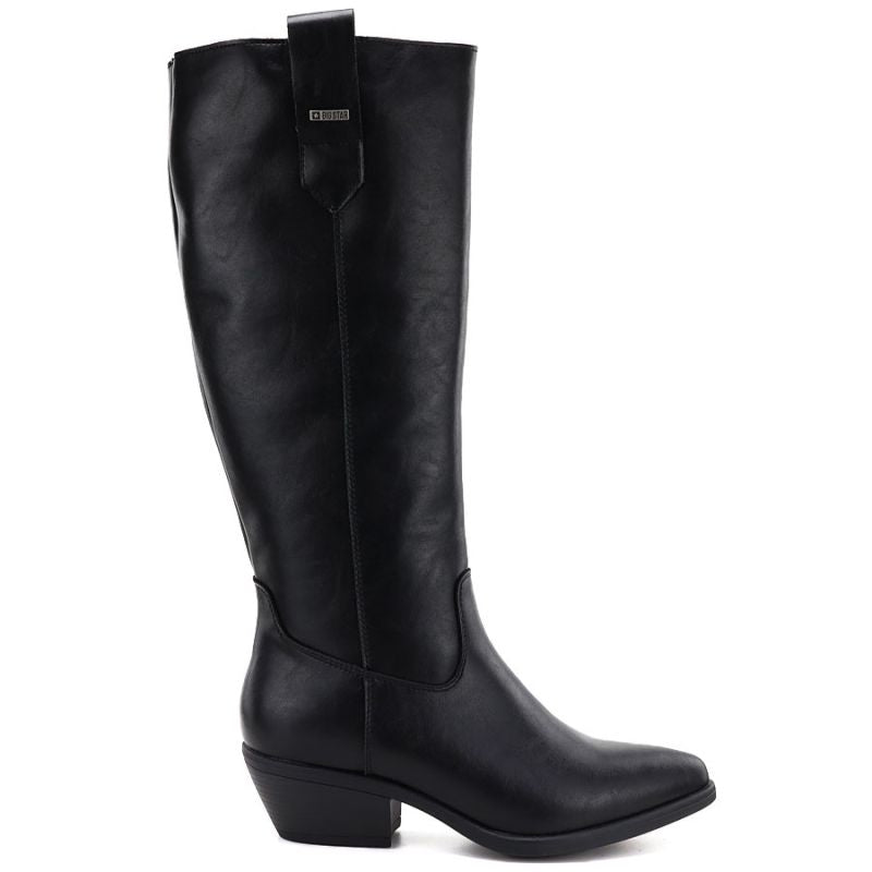 Women's leather cowboy boots black Big Star UU274521