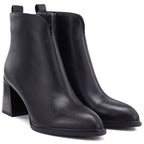 Women's black leather high-heeled ankle boots Vinceza 67057