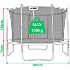 FOLDABLE GARDEN TRAMPPOLINE WITH INNER NET 10FT 305CM ENERO Home and Garden/Garden Your Sports Performance
