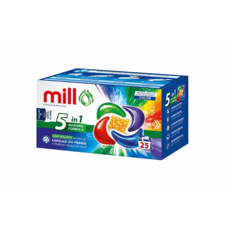 MILL PRO 5k laundry capsules + softener pearls COLOR 25 pcs Chemia/Kapsułki do prania Your Sports Performance