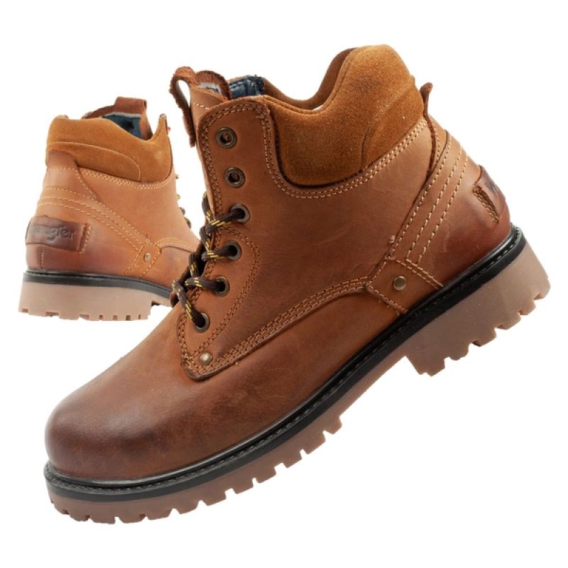 Wrangler Yuma men's boots, Chelsea boots, elegant leather, brown, white Wrangler