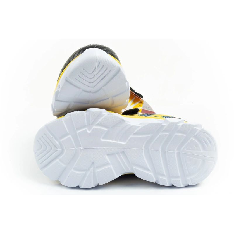 Leomil children's sports shoes Pokemon sneakers lightweight with velcro LED black yellow