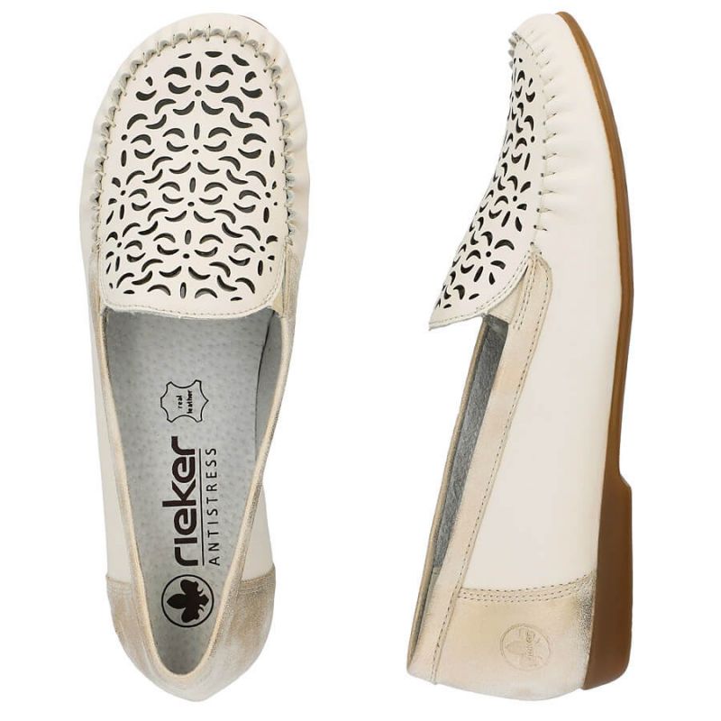 Rieker W RKR658 comfortable leather openwork shoes, beige Fashion/Footwear Your Sports Performance