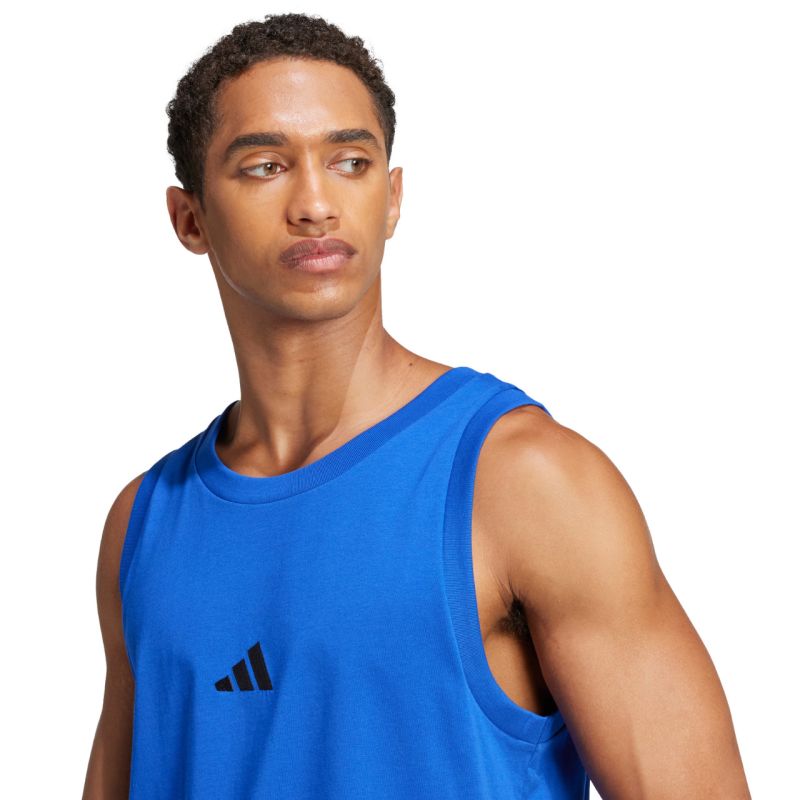 Men's adidas Essentials Small Logo Tank Blue JE8978