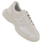Women's leather sports shoes with openwork pattern, beige, Vinceza 41507 Vinceza
