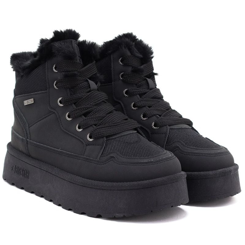 Women's black Big Star platform snow boots UU274167