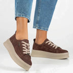 Women's brown leather sneakers on the platform Filippo DP7982