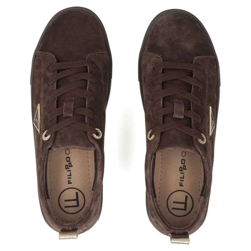 Women's leather platform sneakers, brown, Filippo DP3533