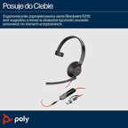 Poly Blackwire 5210 Monaural USB-C Headset +3.5mm Plug +USB-C/A Adapter (Bulk) Akcesoria GSM/Słuchawki przewodowe Your Sports Performance
