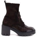 Women's Heeled Platform Ankle Boots in Chocolate Brown Vinceza 58665