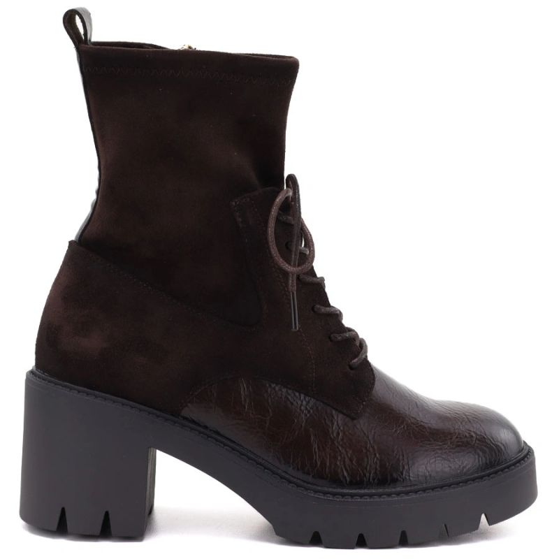 Women's Heeled Platform Ankle Boots in Chocolate Brown Vinceza 58665