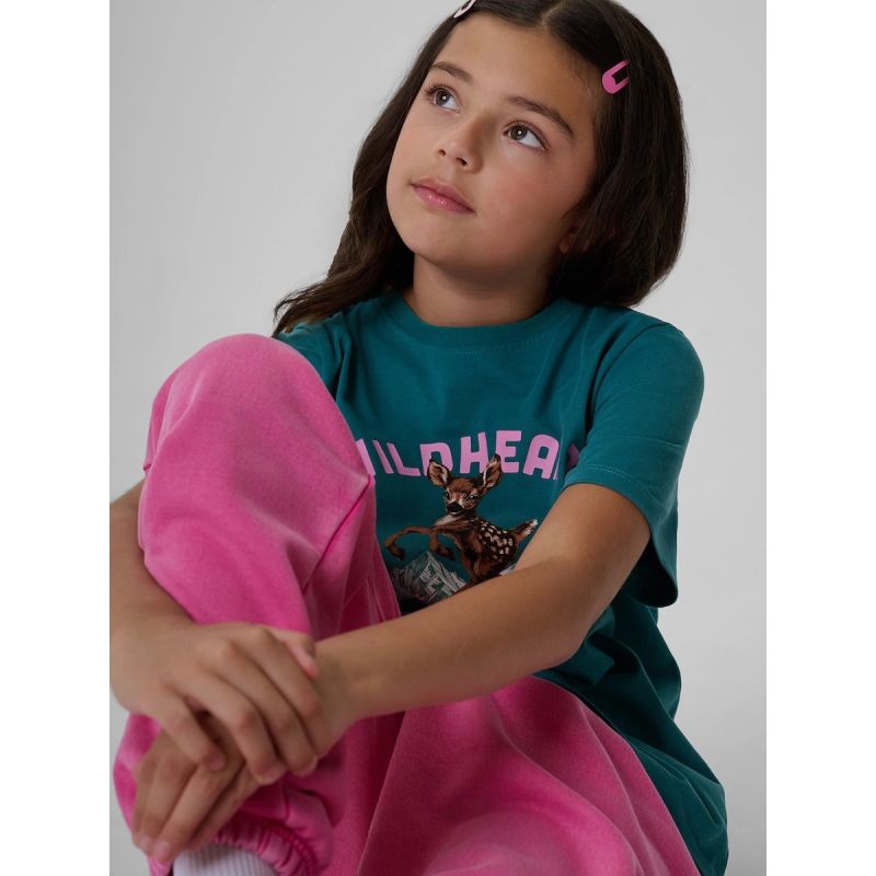 Regular T-shirt with print for girls 4F 4FJKAW26TTSHF4428-46S