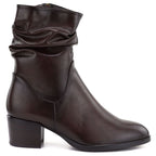 Women's high-heeled ankle boots with a gathered upper, brown Vinceza 58682