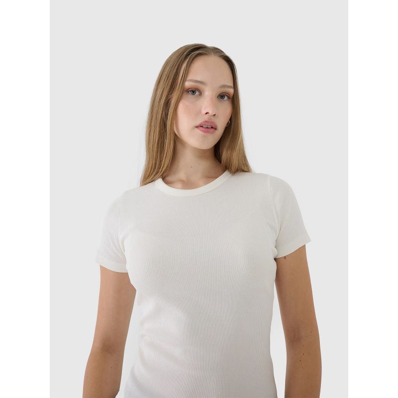 Women's slim ribbed t-shirt 4F 4FWSS25TTSHF1968-11S *Kategoria tymczasowa Your Sports Performance