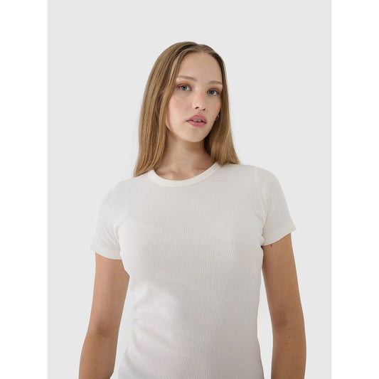 Women's slim ribbed t-shirt 4F 4FWSS25TTSHF1968-11S *Kategoria tymczasowa Your Sports Performance