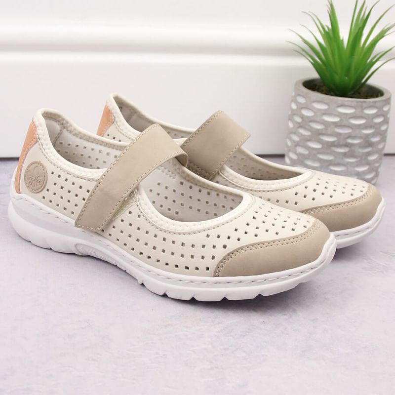 Comfortable Rieker W RKR575A openwork shoes, beige Footwear/Lifestyle/Rieker Your Sports Performance