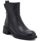 Women’s black leather block-heel ankle boots Vinceza 67033