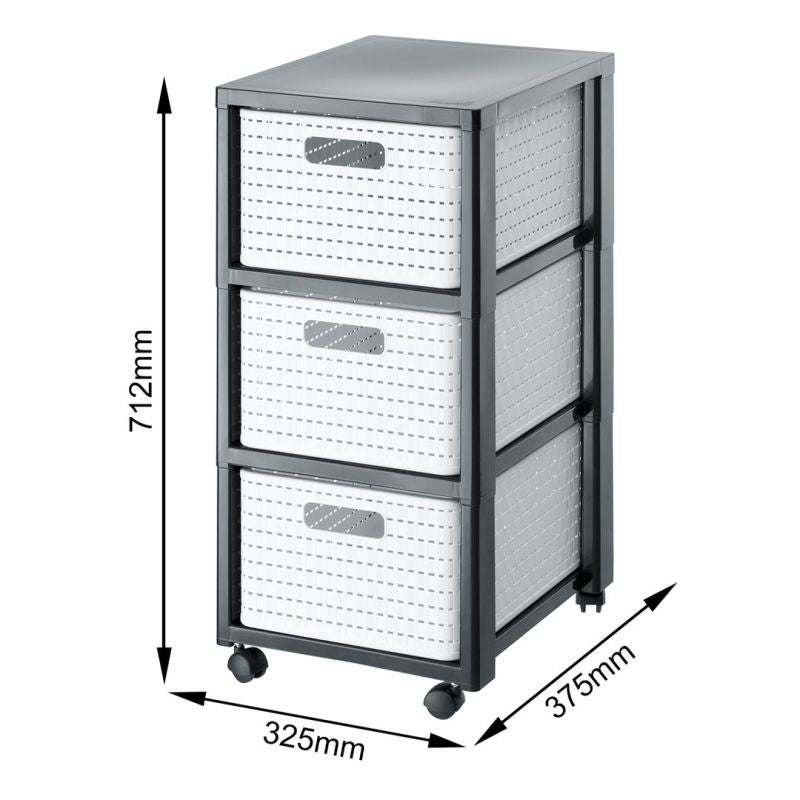 ROTHO Large bookcase with 3 drawers COUNTRY white/anthracite Dla zwierząt/Miski, pojemniki i poidełka (uniwersalne) Your Sports Performance