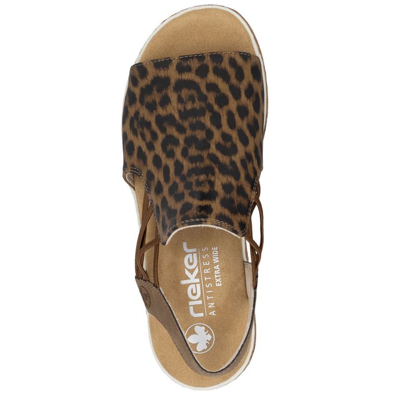 Women's beige leopard print platform sandals Rieker 62741-90 Footwear Your Sports Performance